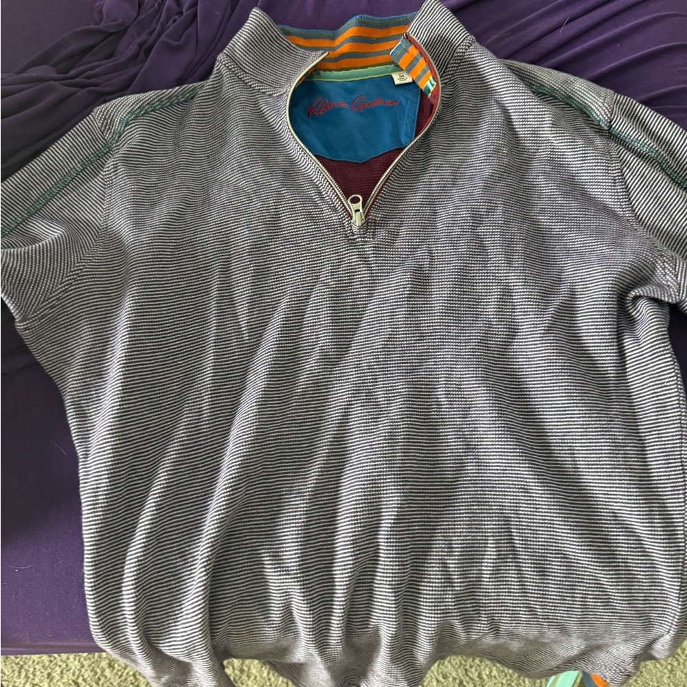 Robert Graham Purple and Teal Zip-Up Sweater